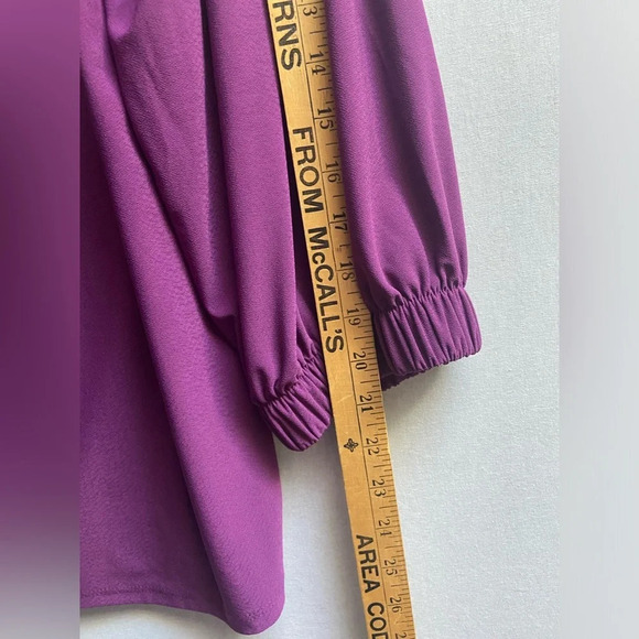 NWT Halogen Nordstrom 3/4 sleeve scoop neck purple blouse Sz 1 (20.5” Ptp- M/L) - Picture 8 of 8